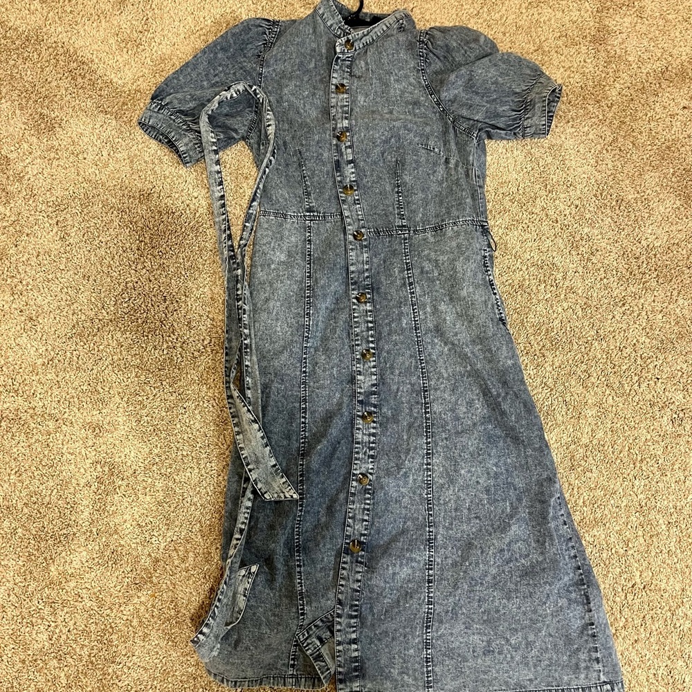 who what wear jean puff sleeve dress